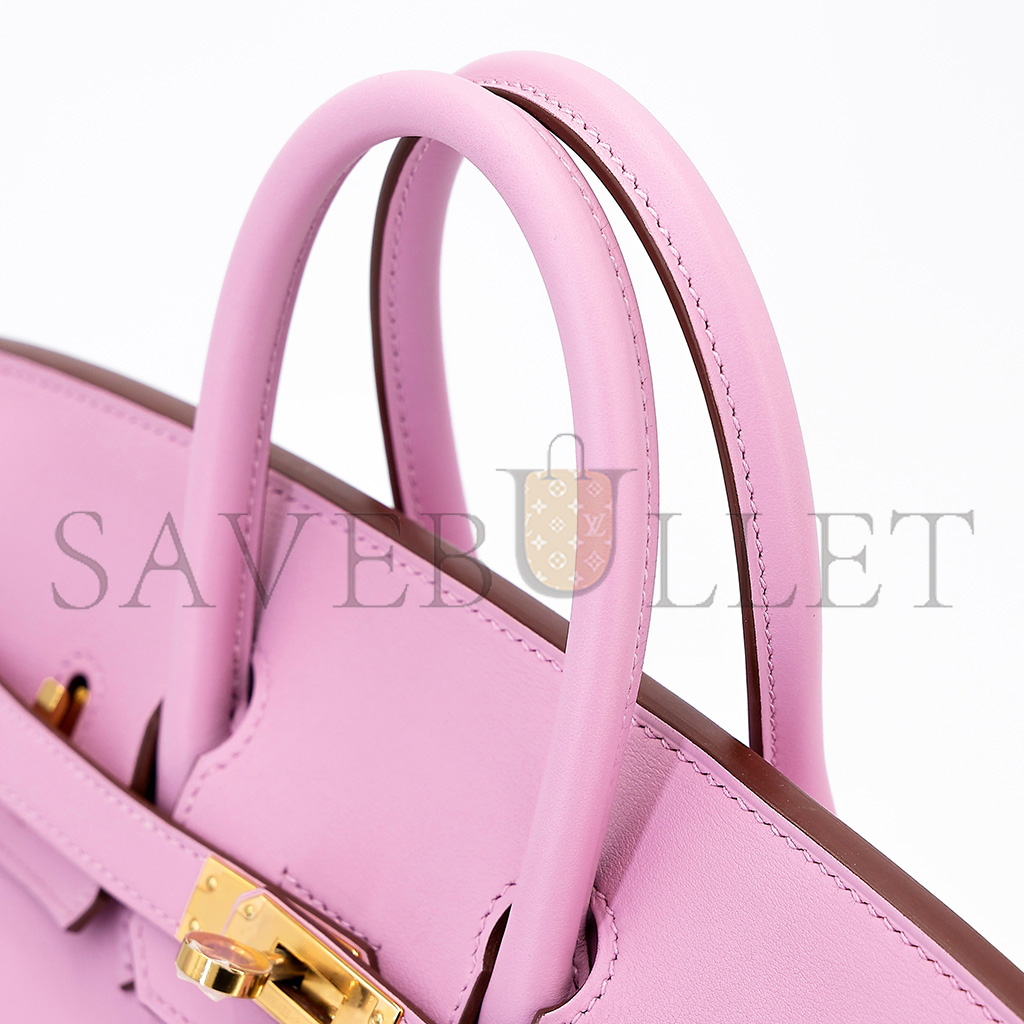 H**mes master birkin 25 swift leather mallow purple gold buckle 10125717 (25*20*13cm)
